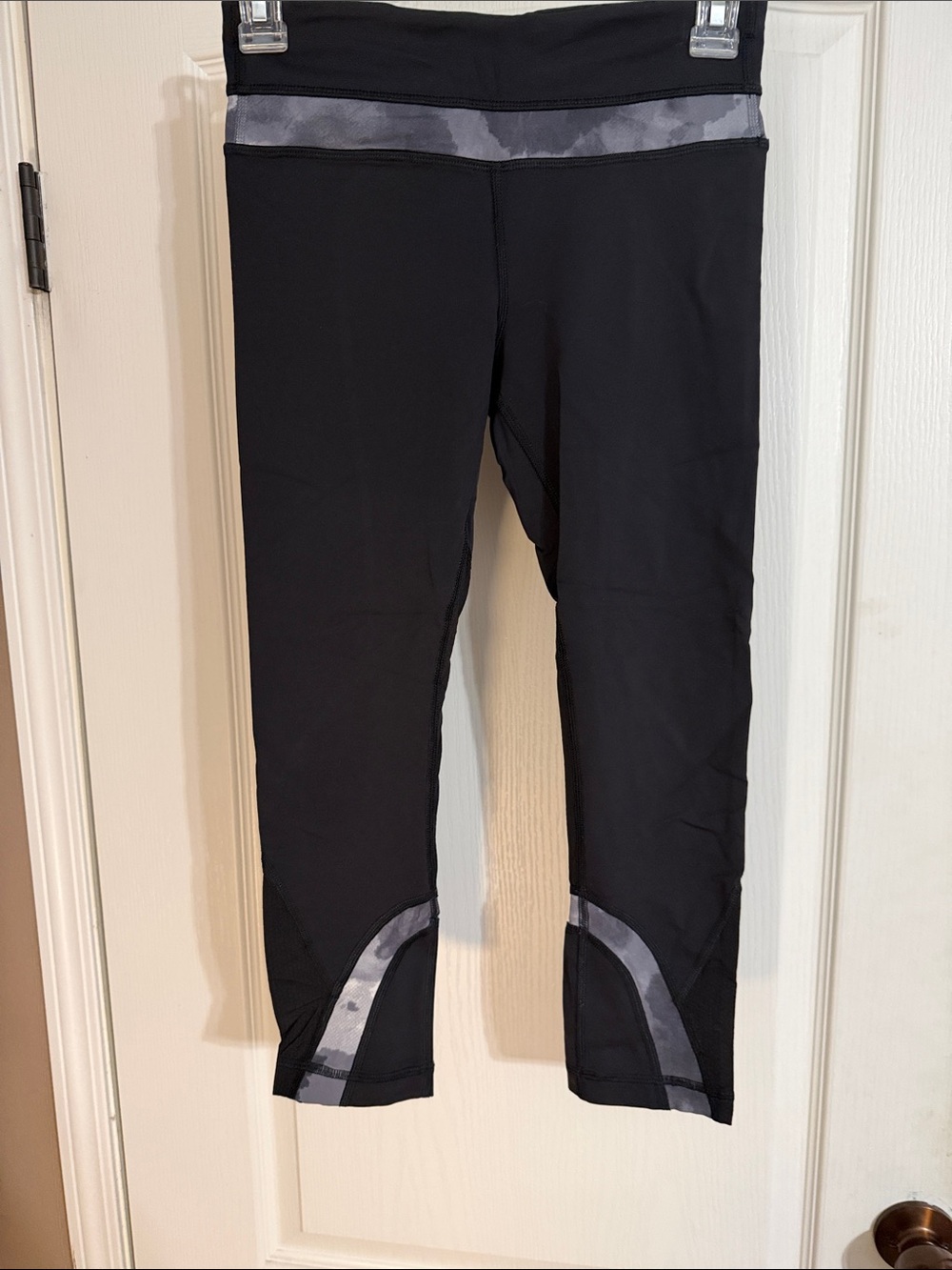 lululemon athletica Black Capri Leggings with Gray Contrast Panels